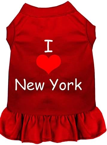 Mirage Pet Products 58-07 XSRDWT White I Heart New York Screen Print Fuss Red со црвен со, X-Small
