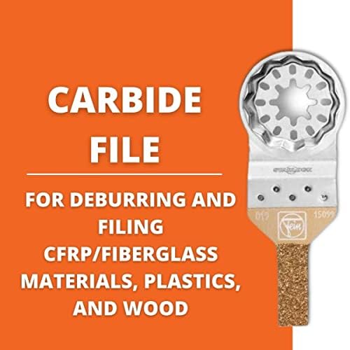 Fein Starlock Carbide Oscillating File - 3/8 Ширина за дебагирање и пополнување на CFRP/фиберглас материјали, пластика и дрво - одговара на повеќето