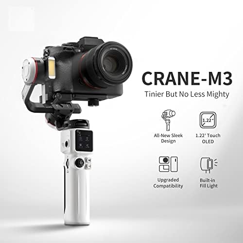Zhiyun Crane M3 Combo w/Go Pro Mount + Holder на телефон + ранец + статив 3-оски рачен Gimbal стабилизатор за лесна тежина без огледала/спорт/акциони