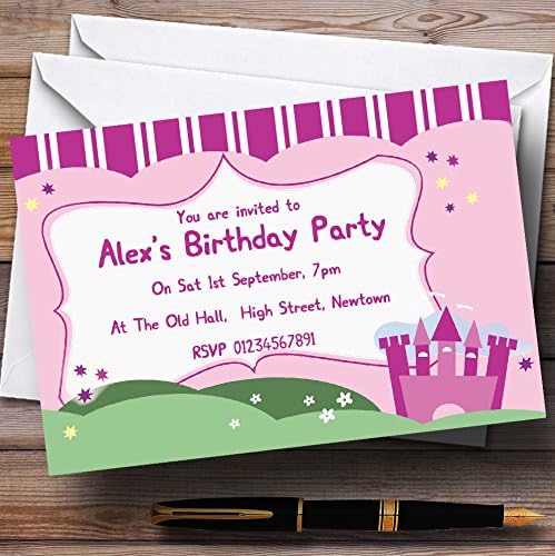 Картичка Зоолошката Градина Розова Принцеза Замокот Персоналните Покани Роденден Партија