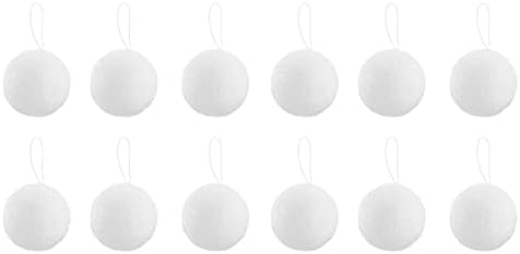 12 парчиња Божиќни лажни снежни топки, распрскувани, висечки снежни топки украси новогодишна елка, бели распрскувани елки, елки за Божиќ,