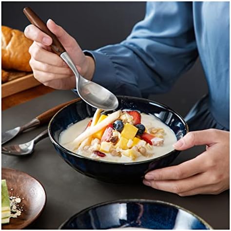 Прибор за домаќинство, чинија со житни култури, чинии за супи 4/8/12 парчиња 550мл јачмен снегулки постави гроздобер керамичка сина