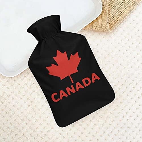 Шише со топла вода со знаме на Канада со мека кадифен покрив топла гумена вода торба за вбризгување 1000 ml