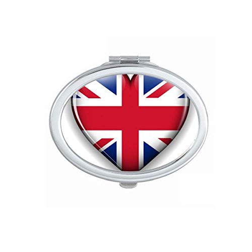 Унион Jackек во форма на срце во облик на британски Велика Британија Огледало на знамето Преносно преклопно шминка со двојни странични очила