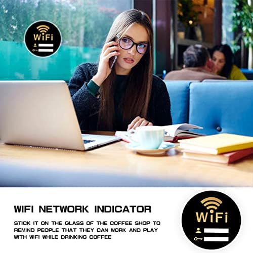SLOHJAL Круг Акрилик WiFi Лозинка Знак Безжична Мрежа Покриеност Знак Самолепливи Ѕид Wifi Знак Одбор За Домашен Бизнис Гости Јавноста