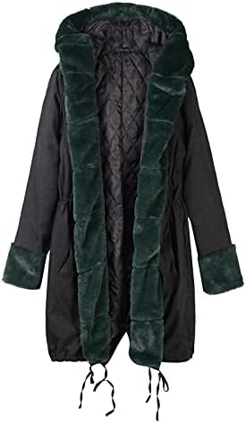 Женско нејасно руно отворено предно кардиганско палто со качулка со крзно јака дебела топла зимска парка јакни со палто