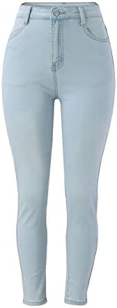 Големина 20 панталони за жени жени класични фармерки обични тенок високи половини сини тексас пантолони панталони панталони женски џин