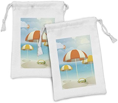 Необичен сет на торбичка за ткаенини од плажа од 2, чадори на крајбрежната летна сезона со тема со авионски птици и риба од одмор,