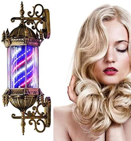 Barber Pole LED светло, надворешно ретро стил на коса, барбер продавница знак ротирачки црвено бело сино LED ленти, водоотпорни заштедени енергетски