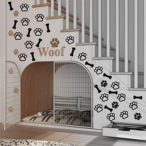 крпа од 12 парчиња кучиња соба декор шепа печати просторија дрвена wallидна уметност куче шепа и коска форма кучиња соба wallидни педименти