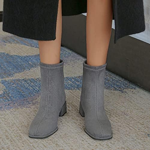 Чизми со потпетици за жени модни чизми, мода v исечени патент гроздобер чизми мека удобност што не се лизга зимски есен чевли