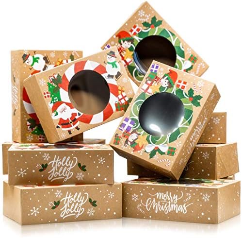 Оуојуса Божиќни Кутии За Колачиња - Рефус 12 Пакети Крафт-Големи Празнични Калапи За Божиќни Колачиња Со Капаци, Пекарски Кутии За