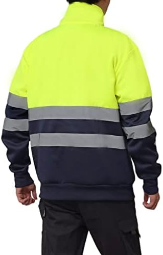 Работна идеја Висока видливост Безбедност Рефлексивна џемпер за мажи АСИН Класа 2 Здраво Vis 1/4 Зипер Работна облека