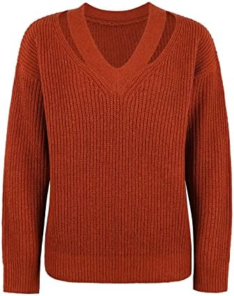 Женски џемпери за пуловер на Nokmopo, обична мода 2022 Долга ракав плетење цврста боја џемпер врвен плетен пулвер врвот на врвот