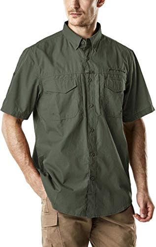 Кошули за кратки ракави за машки CQR, воени тактички кошули на Ripstop, отворено UPF 50+ кошула за пешачење за дишење