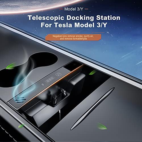 JOYEAUTO негативна јонска докинг станица Нов надграден USB -центар за Tesla, со полнач за USB со повеќе порта, LED дисплеј и смарт