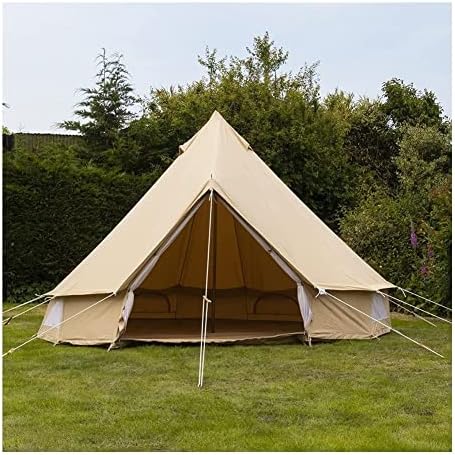 Малку висок афион шатор 3м/4м памучно платно Шатор за bellвонче со 4 прозорци тешки тешки тешки камници за кампување семејство Тепие шатор