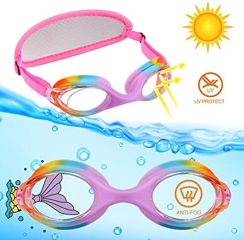 Хидрокомфи Детски Очила За Пливање На Возраст Од 3-8 Години, Очила За Мали Деца Без Влечење Коса, Очила За Пливање Банџи Ткаенина Ремен