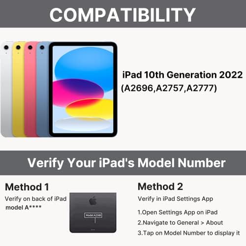 Едајзер iPad тастатура од 10-та генерација: 2022 СВЕТСКА СВЕТСКА СО КУТБОД ЗА IPAD 10 GEN 10.9-инчен Smart Folio 360 Rotatable