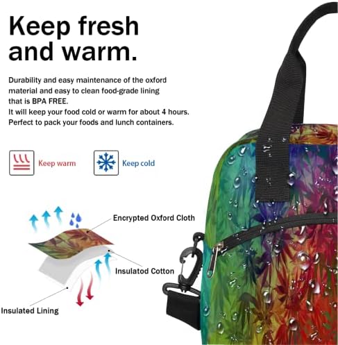 Марихуана остава изолирана торба за ручек за жени/мажи кутија за ручек со прилагодлива и отстранлива ладилна торба за ладилнини за момчиња за