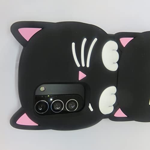 Yunle Black Plutus Cat Case for Galaxy A33 5G, 3D цртан филм Animalивотно симпатична мачка мека силиконска каваи смешна корица, анимирана забавна