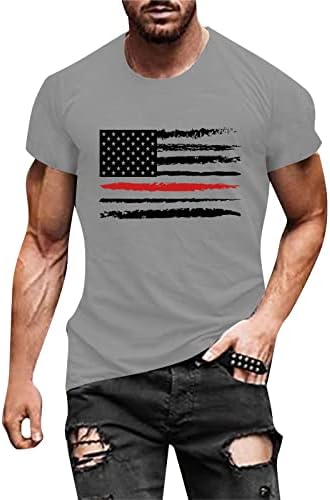 Машка војник Краток ракав Денот на независноста маица американско знаме за печатење на екипа на патриотски врвни starsвезди и ленти