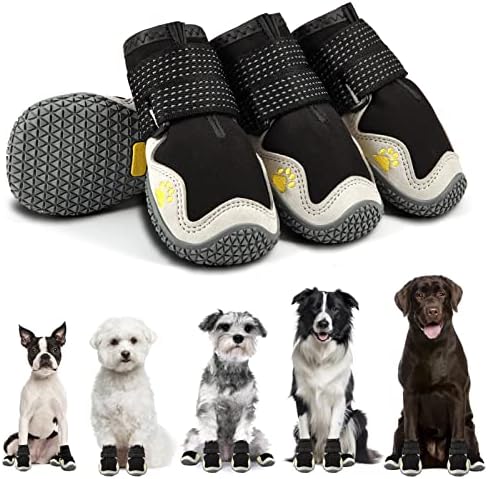 Чевли за кучиња за мали средни кучиња: Големи чизми за кучиња и заштитници на шепа за топол тротоарот Зимски снег, отворено одење