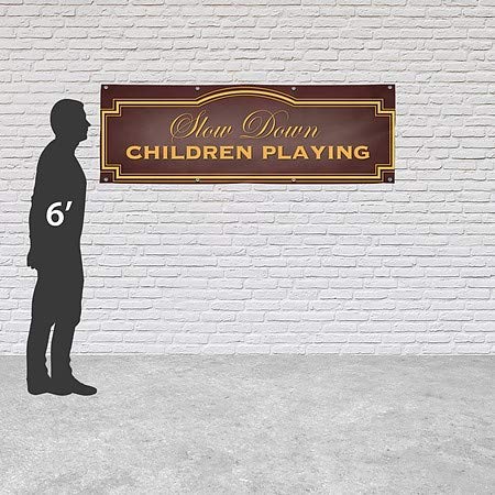 CGSignLab | Забави деца кои играат -класично кафеава тешка винил банер на отворено | 6'x2 '