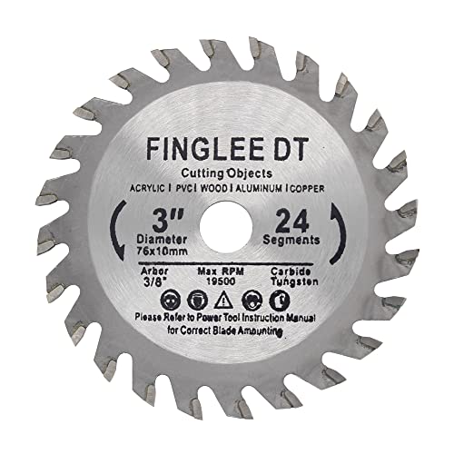 Finglee DT 3 инчен кружен сечило за пила, 24 сегменти TCT сечење диск за дрвени пластични композитни предмети 76мм