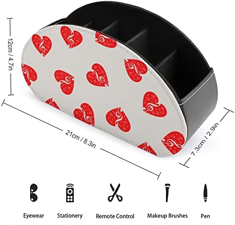 Музички срцеви белешки3 држач за далечински управувач на кожа смешна кади за складирање на кутија за десктоп организатор со 5 оддели за