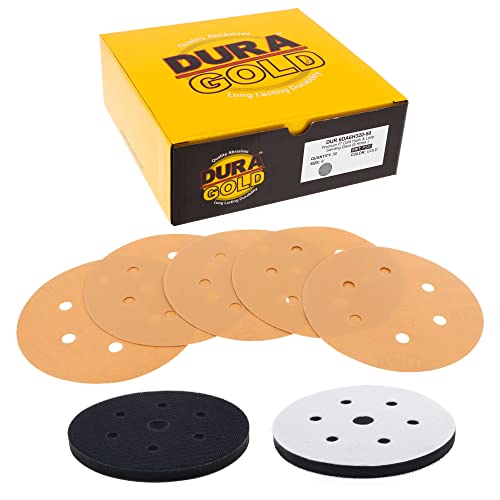 Дура -злато 6 дискови за пескарење - 320 решетки - 6 шема на дупки и подлога за интерфејс со мека густина
