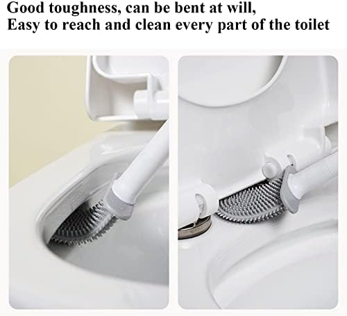 Силиконска Четка За Тоалет 4 Пакување, Флексибилна Четка За Тоалет И Клип За Длабоко Чистење Во Бањата, Компактна Четка За Чистење Тоалети