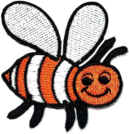 Кленплус 2 парчиња. Портокалова Пчела Симпатична Инсекти Пчела Железо На Закрпи Цртан Филм Деца Моден Стил Везени Мотив Апликација Декорација