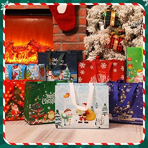 48 Парчиња Божиќни Торби За Подароци Божиќни Торби За Торби Со Рачка Големи Божиќни Мултифункционални Неткаени Торби За Подароци Божиќни