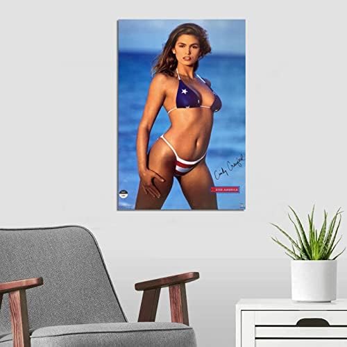 Синди Крафорд Американско знаме Постер за капење Декоративно сликарство платно wallидна уметност дневна соба Постери Спална соба