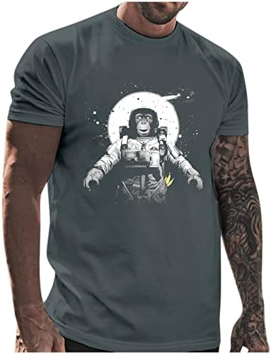 XXBR Менс летни кратки ракави маици Смешни вселенски печати за печатење на екипаж на екипаж на врвови за спортски тренингот обични