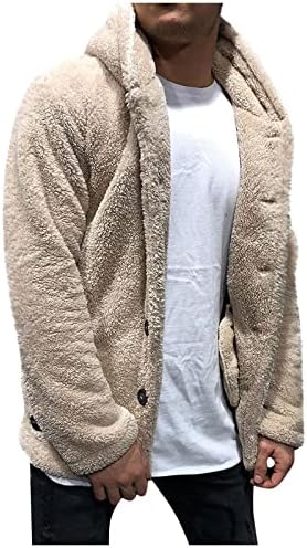 Xiaxogool Unisex јак -јакни Фази руно отворено предно качулка јакни Шерпа палто со копчиња