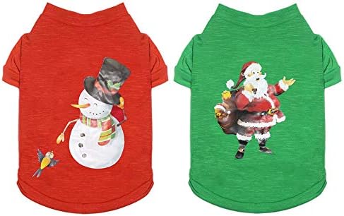 Деруила пакет од 2 Божиќни облеки за кучиња: Топло меко памук милениче Дедо Мраз и снежен човек костум - празнични божиќни тематски