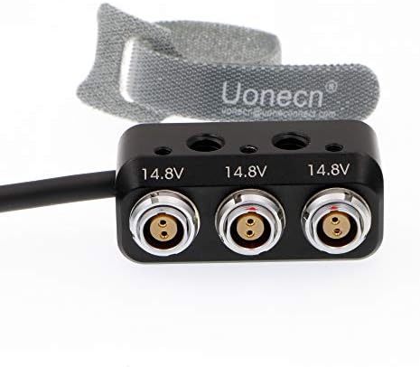 Uonecn 1 до 3 кабел за сплитер на напојување 2 пински машки до 3 мини 2 пински женски за ARRI црвена камера Teradek