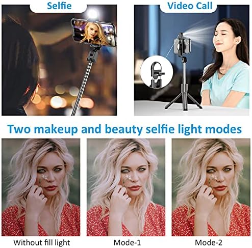 Selfie Stick, 3-во-1 Selfie Stick Tripod Extendable и Clospsible Wirless Remote, Bluetooth Aslux Selfie Stick за iPhone со светло