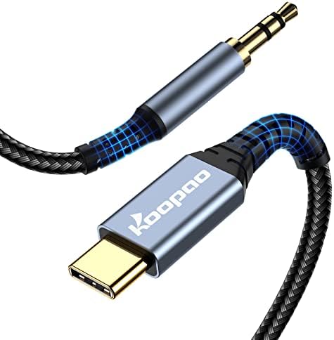 KOOPAO 2 Пакет-USB C до 3,5 mm Audio Aux Приклучок Кабел, Тип C Адаптер на 3,5 mm Слушалки Стерео Кабел Автомобил Компатибилен со i-Pad Pro