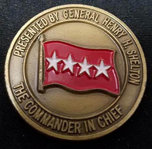Главниот командант на американските специјални операции Команда CINCUSSCOM CG General Henry Shelton Round Challenge Coin Moin