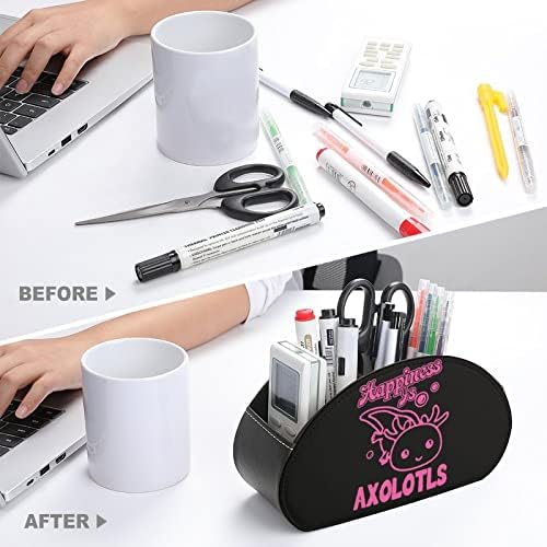 Среќата е држач за далечински управувач со кожа на Axolotls со 5 оддели за складирање на канцеларија за складирање десктоп фиока