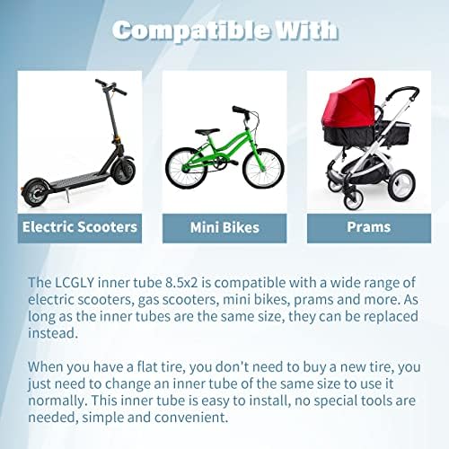 Lcgly 2 PCS 2 x 8,5 Внатрешна цевка за гуми компатибилна со Mini велосипед на скутер и други видови на замена на делови со иста големина