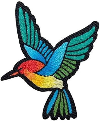 Hummingbird везена аплика за печ - значка за диви птици 2.5 - Ironелезо на / шијте на закрпи за облека, јакни, панталони, ранци, фустан, капи,