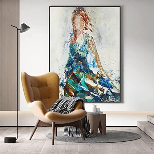 Iuljh уметнички апстрактно девојче масло сликарство сина и сива сликарство постер апстрактна wallидна уметност дома декор
