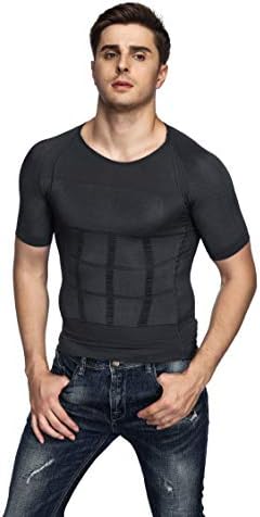 Одоленд машко тело Шапер за слабеење на кошулата за тешка кошула Термички компресија Основен слој Тенок мускул со кратки ракави