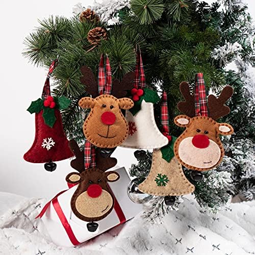 Орнаменти на новогодишни украси сет од 6, 3Д плишани украси за bellвонче, рачно изработени кадифни елки sвона, висат, за празнична забава новогодишна