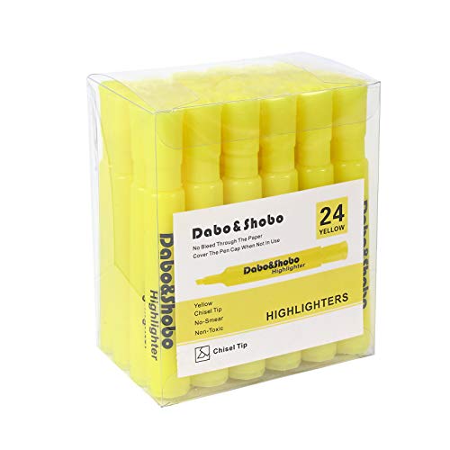 Жолт хајлајтер Дабо и Шобо, 24 пакувања -светла боја, врв на длето, за возрасни деца кои се истакнуваат во канцеларијата на домашните