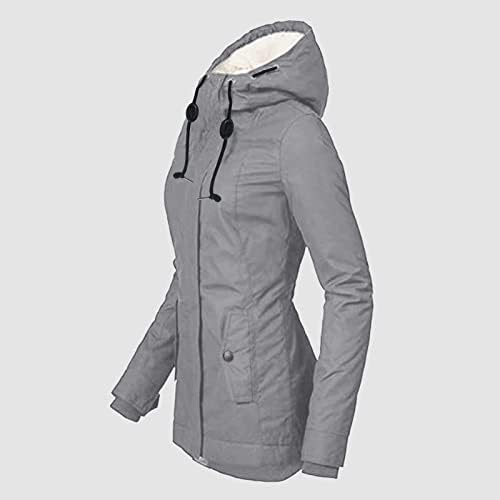 Јакни за жени плус големина зимска палто за женски јакна дебела надворешна облека кадифен качулка со топол ров